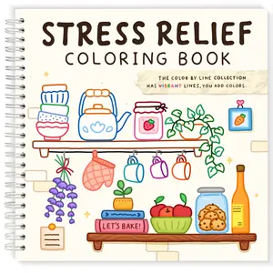 Stress Relief : Color By Line Coloring Book for Relaxation Featuring Vibrant Colored Outlines Paperback