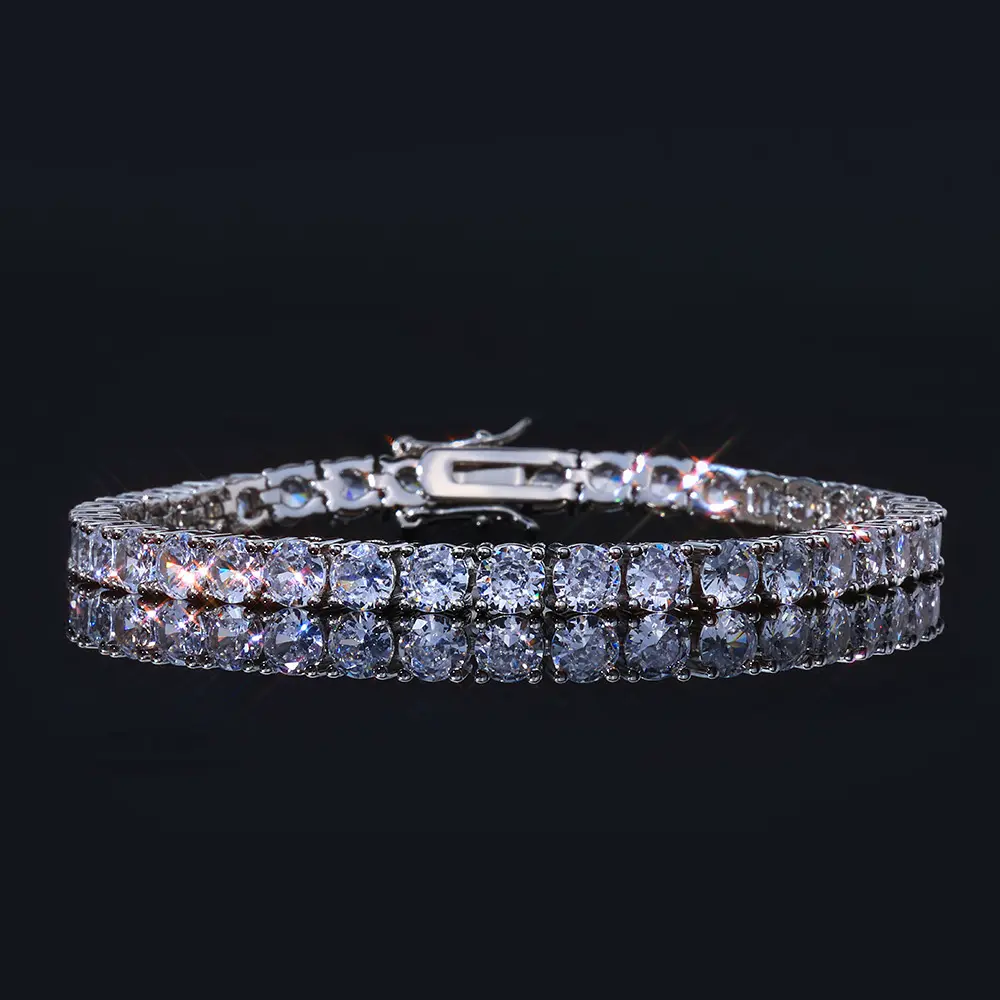 5mm Round Cut Waterproof Tennis Bracelet for Men Women, 14K Gold Plated AAAAA+ Cubic Zirconia Classic Couple Bracelets – Unisex Hip Hop Chain, High Quality Jewelry Gift for Anniversary Birthday Engagement
