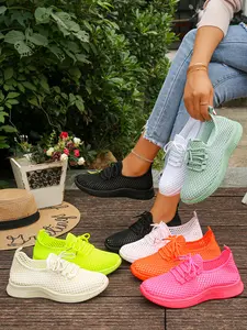 Women's Breathable Mesh Casual Trainer Shoes, Hollow Out Design, Lightweight Comfortable Thick Sole, Perfect for Daily Walks and Outdoor Sports