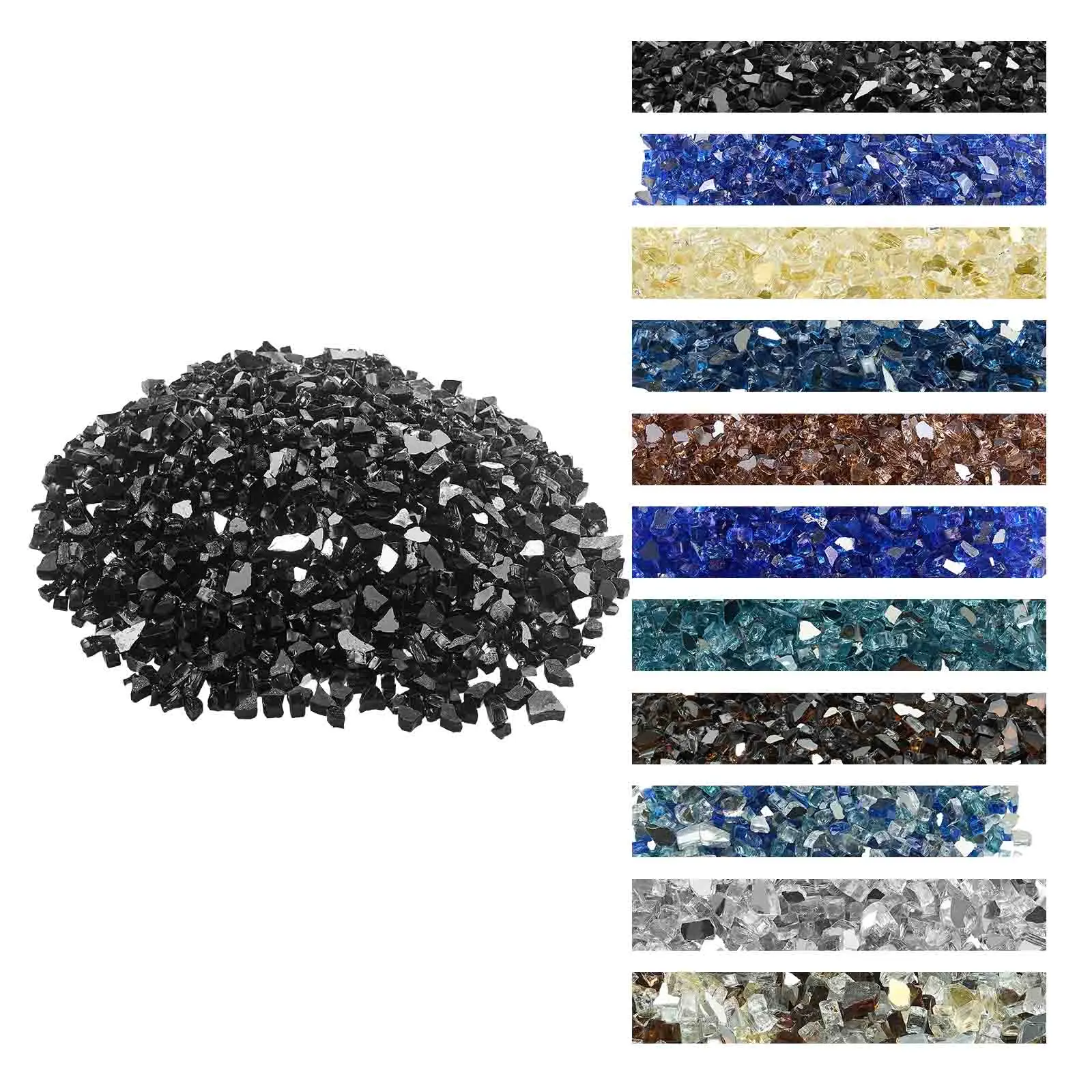 【SummerFinds】VEVOR Tempered Fire Glass, 20 Lbs/9.0 Kg 1/2 in High-Temperature Resistant, Reflective High-Luster, Odorless Smokeless Stones, Easy Storage for Fire Pit Table, Gardens, Romantic Use, Fathers Day Gift with Daytime Sparkle