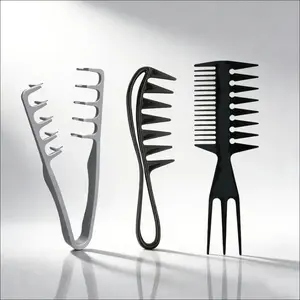 Pompadour Shark Tooth Comb, Foldable Texturizing Tool for All Hair Types, Durable Minimalist Hairstyling Accessory, Men's Big Backcomb Brush, Premium Hair Brush, Hair Styling Tools