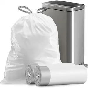 8 Gallon Drawstring Trash Bags, Strong Kitchen Garbage Bag Liners 22x23 Inches, 34 Count for Easy Disposal