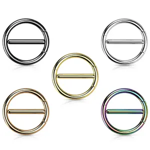 Surgical Steel 14G Clicker Dual Hinge Nipple Ring Shield Hoop 12mm