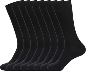 WANDER Mens solid  Dress Socks,Casual Breathable Socks for Business，Double Needle Rib Cotton Solid Premium Socks,Lightweight Classic Business Socks,Multi-pack Mid Calf Socks for Men, Grip Socks  6/8 Pairs,Socks for Men