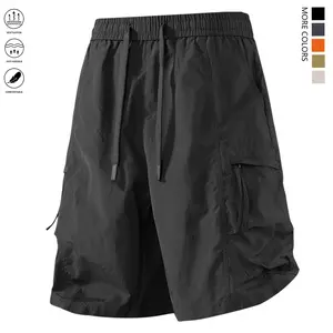 Men’s cargo shorts, breathable quick-dry tactical work shorts, multi-pocket design, summer casual drawstring cargo shorts, summer casual drawstring cargo shorts,summervibes