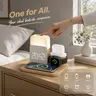 7-in-1 Fast Wireless Charger Trio Magnetic Station with Alarm Clock & 3-Color Dimmable Night Light. MagSafe Dock for iPhone 17-12, Apple Watch, AirPods, Samsung. Fast Charging, USB-C & 2 USB Ports. Portable Travel Desk Organizer for TikTok Shop