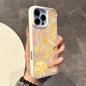 Chic Magnetic Case for iPhone11/12/13/14/15/16/promax Yellow religious pattern MagSafe Ready, Anti-Slip, Ultra Thin | Aesthetic Touch for Daily Use