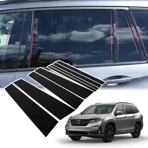 8PCS Car Window Pillar Post Trim Fit for Honda Pilot 2015-2022 Gloss Black Side Door Window Cover Trim Thick PC Auto Accessories