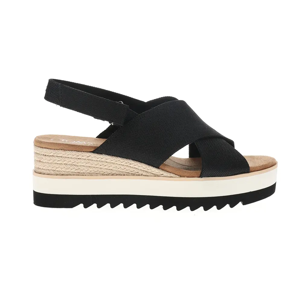 TOMS Womens Diana Crossover Platform Casual Sandals Casual Mid Heel 2-3" - Black TOMS Womens Diana Crossover Platform Casual Sandals Casual Mid Heel 2-3" - Black