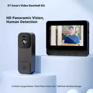 New X7 Home Smart Doorbell Camera - Wireless Intercom with Display Screen, HD Video Surveillance Security Camera