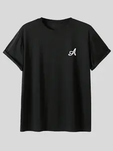 Men's Letter Print T-Shirt, Fashion Color Block Edges, Perfect Casual Daily Wear, Stylish Comfortable Tee for Everyday Use