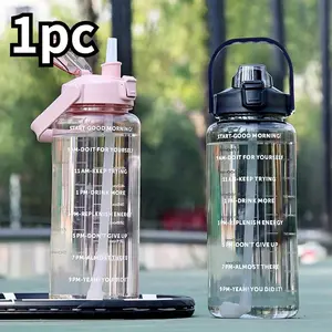 67.63 Oz Portable Water Bottle with Straw, Large Capacity Fitness Drink Bottle with Time Markers, Sports Drinking Bottle, Hydration Bottle, Plastic Water Bottle, Ideal for Outdoor Sports and Holidays