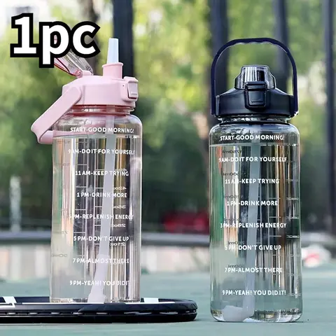 67.63 Oz Portable Water Bottle with Straw, Large Capacity Fitness Drink Bottle with Time Markers, Water Bottle Gym, Sports Drinking Bottle, Hydration Bottle, Workout Water Bottle, Ideal for Outdoor Sports and Holidays