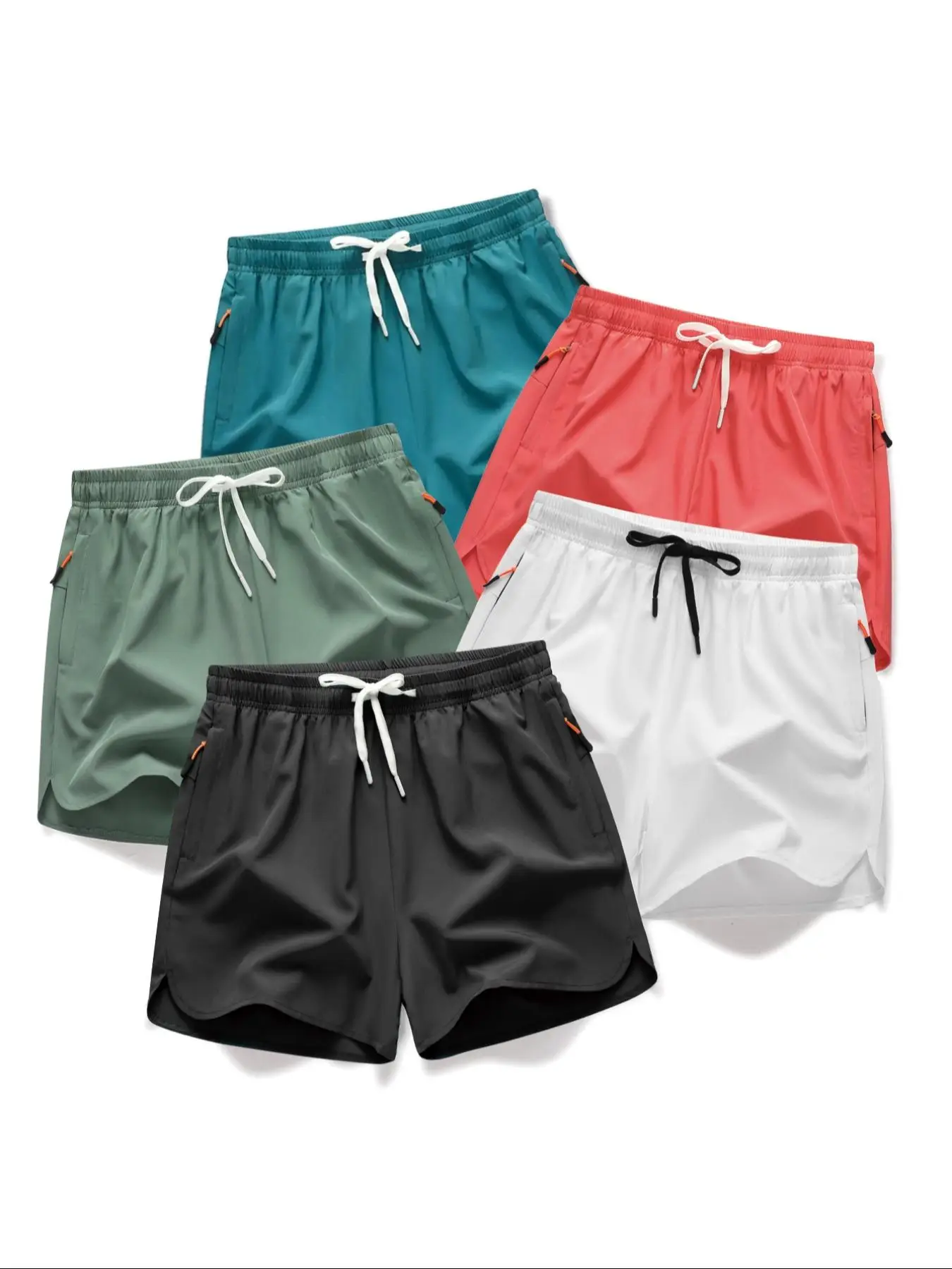 Men's Drawstring Zipper Pocket Shorts, Casual Elastic Waist Beach Shorts for Summer, Breathable Men's Bottoms for Daily Wear