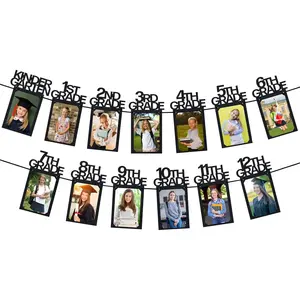 PartyHooman Graduation Photo Banner K-12, Kindergarten to 12th Grade for Middle/Junior, High/Senior Graduation Decorations 2026 | Class of 2026 Party Decorations |Pictures Party Supplies (Pre-strung)