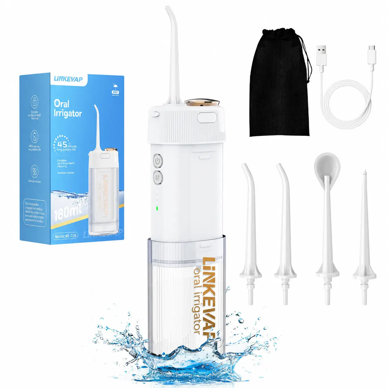 Water Dental Flosser for Teeth, Cordless Oral Irrigator Waterflosser, Rechargeable Water Teeth Cleaner Pick,Home & Travel Collapsible Water Flossers for Teeth & Braces Care | backtoschool