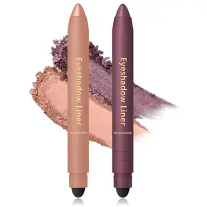 Shadow Liner, 2-in-1 Eyeliner & Eyeshadow, Waterproof Eye Shadow Crayon, Smooth, Easy to Color，Duo Eyeshadow Stick for Effortless Smoky or Natural Eye Makeup