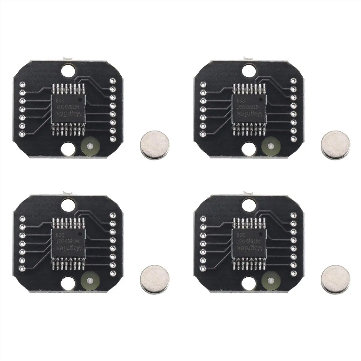 QYKF 4 Pack MT6835 Magnetic Encoder Module, 21BIT PWM SPI Brushless Motor Sensor Compatible with AS5048