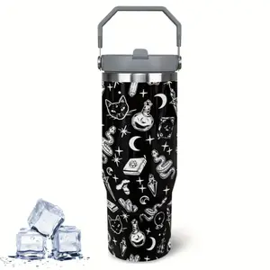Goth 30 Oz Tumbler With Handle And Straw - Halloween Gothic Coffee Travel Cup Mug Water Bottle Drinking Glass - Drinkware, Bottled