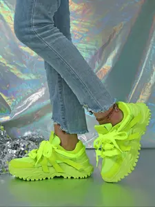 Women's Fashionable Lace Up Low Top Sneakers, Casual Comfortable Breathable Sports Running Shoes, Female All-match Round Toe Chunky Sneakers for Daily Life, Sporty Running Shoes