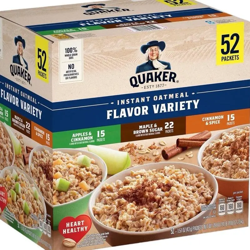 Quaker Instant Oatmeal Variety pack, Fruit & Cream, Maple Brown Sugar Cereal Healthy Quaker Instant Oatmeal Variety pack, Fruit & Cream, Maple Brown Sugar Cereal Healthy