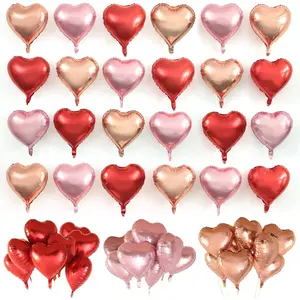 24 count Heart Foil Balloons Love Red   Rose 18 Inch Mylar Balloon for Valentine Day Decorations Backdrop Balloons Wall Romantic Night Proposal Wedding Anniversary Valentine Party Decor