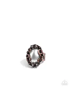Flashy Frenzy - Copper Flower White Rhinestone Pearl Ring - Paparazzi