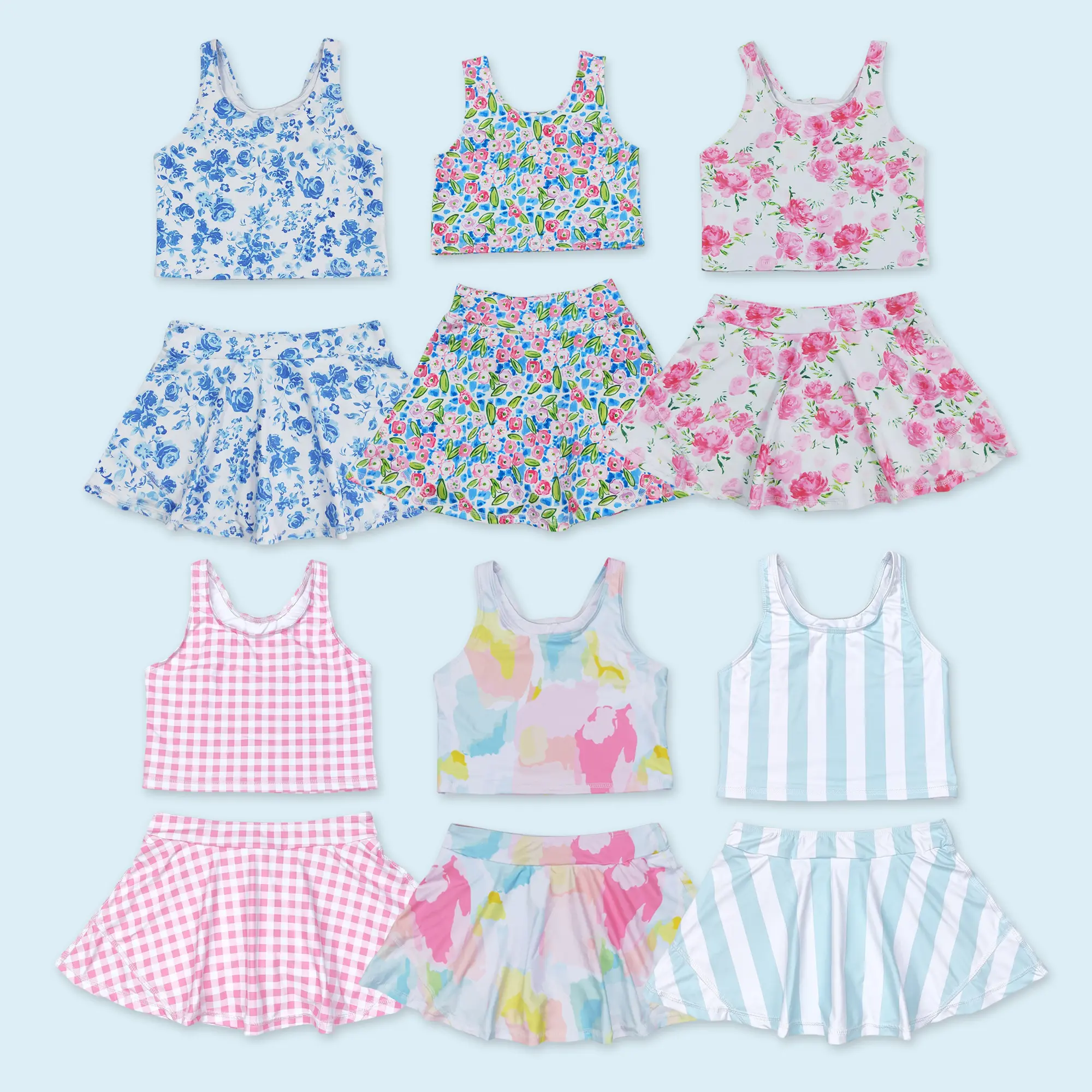 Athletic active wear girls summer clothes