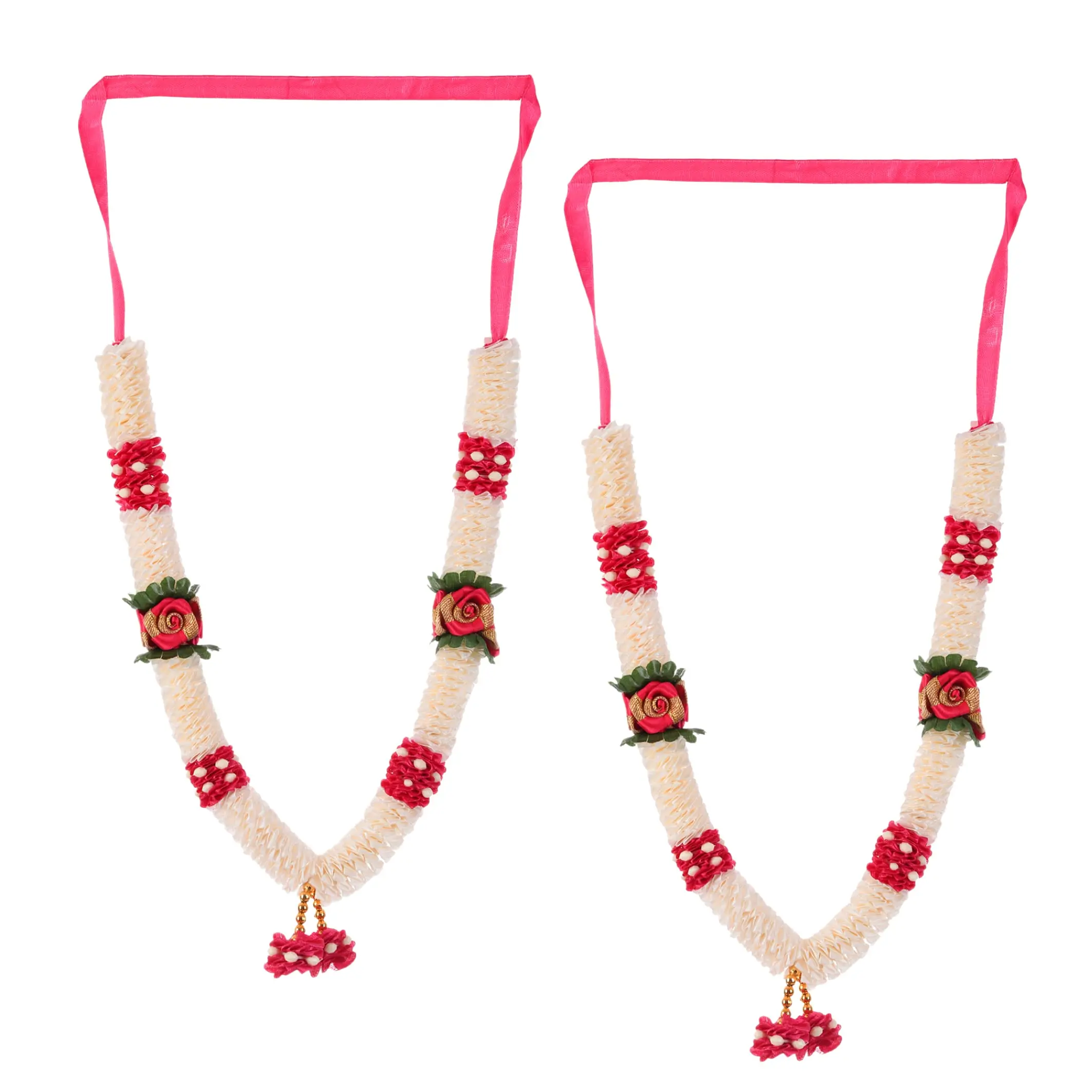Elegant Satin Flower Garlands for Pooja & Temple Decor | Reusable & Hypoallergenic | Enhance Idols & Frames (Eco-Friendly Blessings)