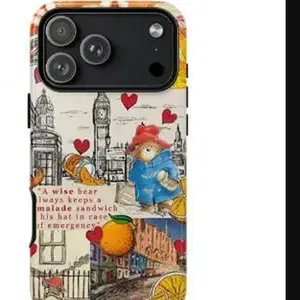 [Free Gift 5 pcs Sticker] Cute Paddington Bear Tough Case - London Vintage Cartoon Dual Layer Armor Cover for All iPhone