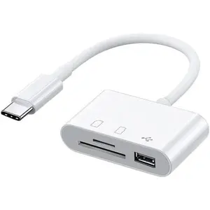 USB C SD Card Reader, USB C to  SD TF Memory Card Reader, 3-in-1 USB Camera Card Reader Adapter