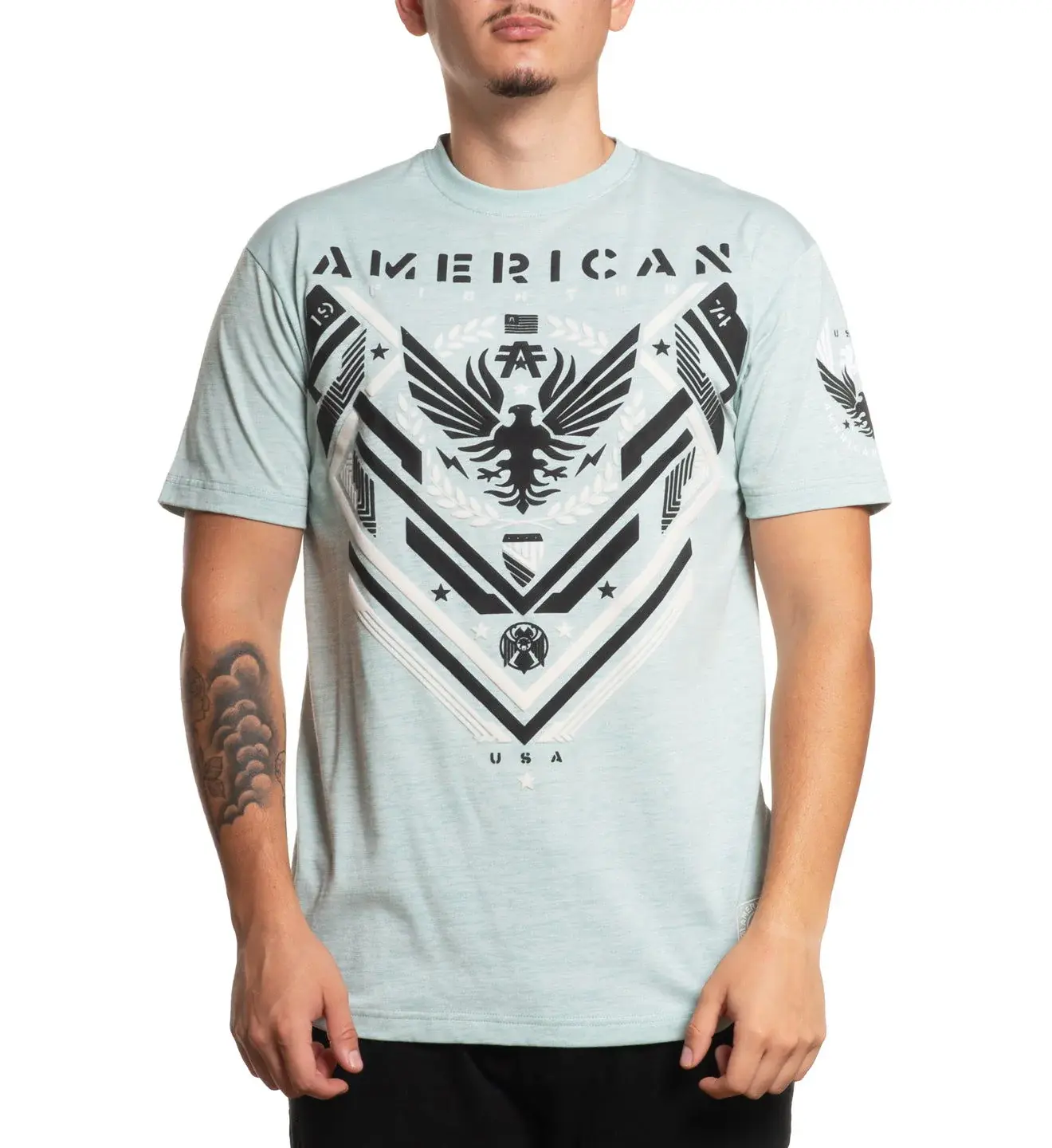 American Fighter Men's Liverpool Neo Tetris Graphic Tee, Casual Athletic Cotton Blend T-Shirt with Heat Transfer, Pull-On Wear, Year-Round, Round Neck, Graphic Print, Shortsleeve, Tops, Polyester, Cold Wash