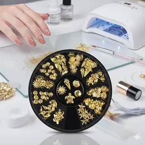 Ocean-Inspired Nail Art Kit: 3D Starfish & Shell Metal Studs, Shimmering Glitter Gems, Star Pattern Rhinestones, Scratch-Resistant Charms, Anti-Tarnish Coating, Independent Storage, Perfect for DIY Manicures & Salon Decor