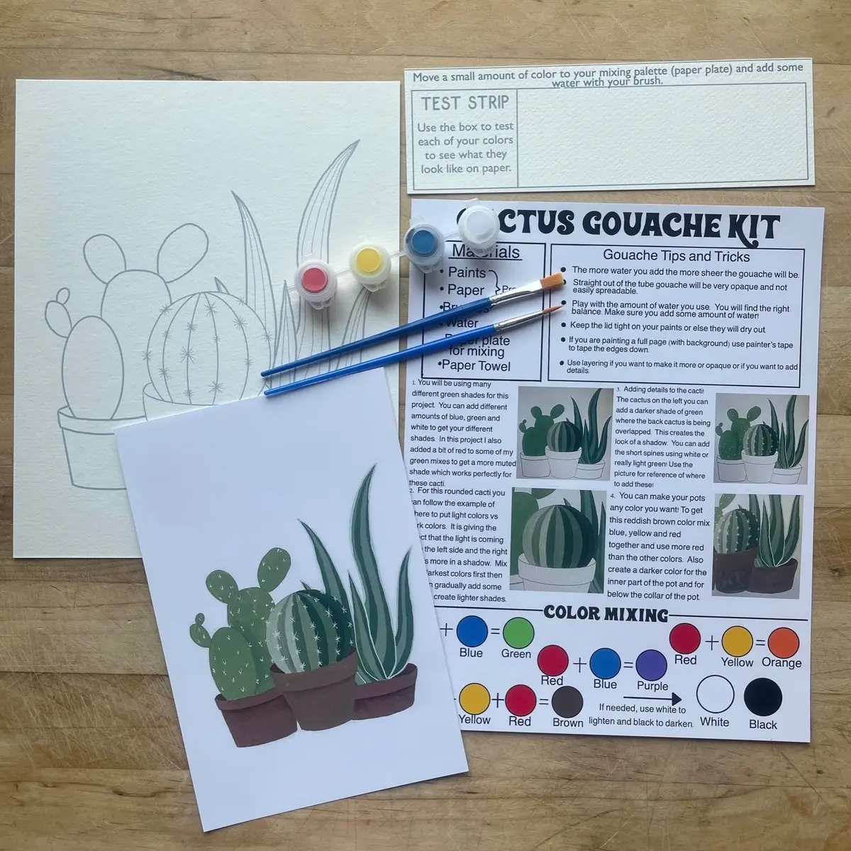 Cactus Gouache Painting Kit