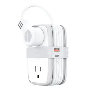 NTONPOWER GAN 45W Power Strip with USB Port, 4 Outlets 2 USB, 4ft Retractable Extension Cord with USB Ports, Non-Surge Protector, Fast Charge ,Compact Size Travel, Home Office, Hotel