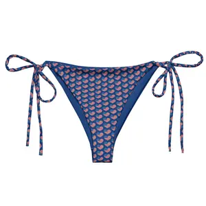 American Hearts String Bikini Bottom - by The Banannie Diaries - Adjustable Ties & Soft Stretchy Fabric UPF 50+ Sizes 2XS-6XL Patriotic Heart Print Bikini Bottoms, Women's Swimsuit