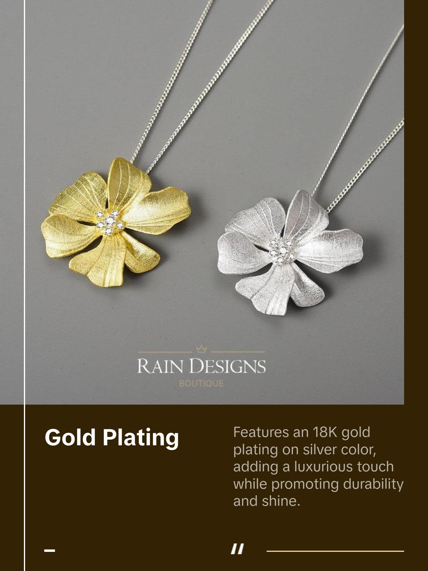 Peony Flower 925 Silver Necklace