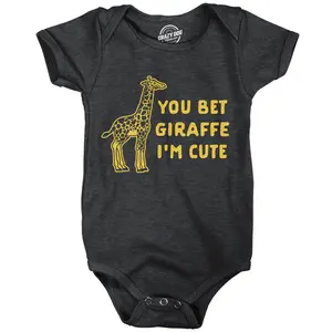 You Bet Giraffe Im Cute Baby Bodysuit Funny Saying Joke Graphic Jumper for Infants Funny Baby Onesies Brother Clothes for Baby Funny Animal Onesie Novelty Onesie Black