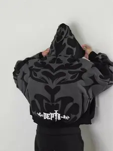 2025 Fall/Winter Y2K Men's Oversized Hoodie Cardigan with Long Sleeves Retro Graphic Foam Print Zip-Up Streetwear Essential Gift for Autumn/Winter Season Menswear Casual Fashion Love Stylish