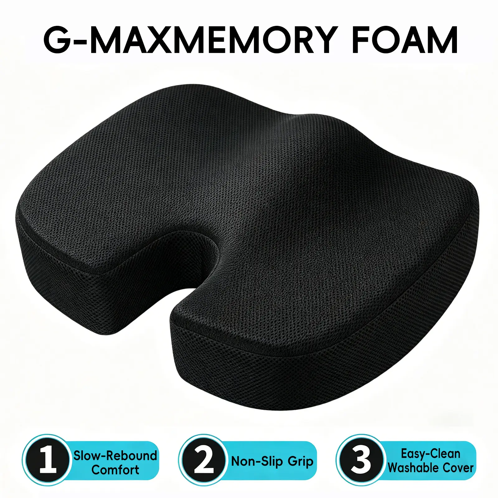 Viral Game Changer! Gel Memory Foam Seat Cushion, Non-Slip Breathable Chair Pad for Instant Comfort & Tailbone Support, Driving & Office Must-Have (2 Styles)