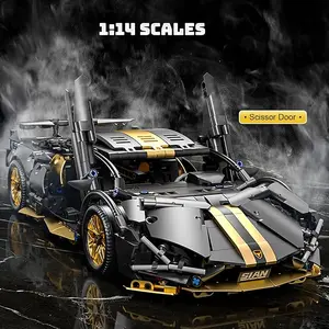 1:14 Scale Supercar Building Blocks Set – Black Cow Sports Car Model Kit, MOC Display Build for Collectors, STEM Construction Gift for Teens & Adults