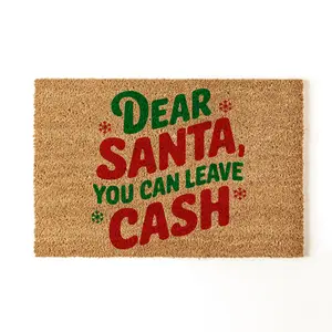 Dear Santa You Can Leave Cash Doormat, Naughty or Nice Welcome, Funny Christmas Porch Decor, Funny Christmas Doormat, Xmas Gift, Outdoor Mat, Holiday Doormat, Christmas Doormat, Welcome Mat