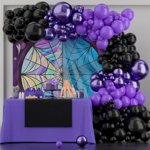 133pcs Wednesday Balloon Garland Arch Kit Black and Chrome Purple Balloons