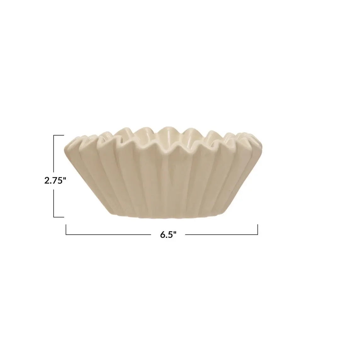 Stoneware fluted bowl, large