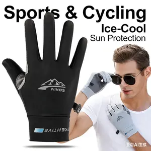 2026  Ice Silk Full Finger Gloves for Men Summer Sports Cycling Running Driving Women Non-Slip Touchscreen Lure Fishing Gloves Design Sense Light Luxury heated gloves men