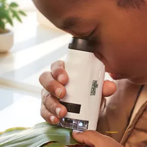 Portable Kids Pocket Microscope, 120X High Magnification with LED Light. STEM Science Lab Toy Set for Students. Perfect Gift for Christmas, Halloween, Thanksgiving & Birthdays. Explore Nature Tool for Children.