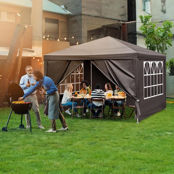 Black 10'x10' Waterproof Canopy Gazebo, Heavy Duty Outdoor Patio Party Tent for Wedding, BBQ, Catering & Backyard Events Black 10'x10' Waterproof Canopy Gazebo, Heavy Duty Outdoor Patio Party Tent for Wedding, BBQ, Catering & Backyard Events