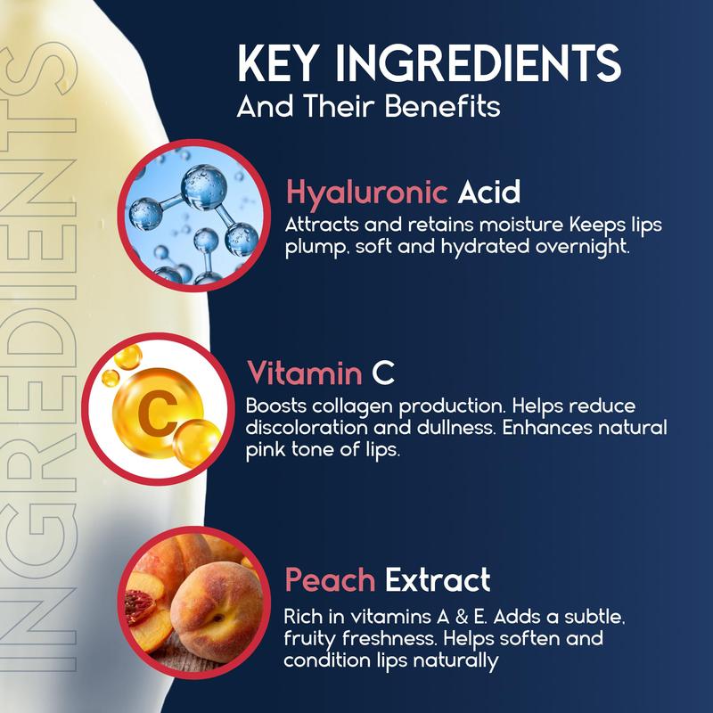 Lip Mask Overnight with Hyaluronic Acid & Collagen, Lip Sleeping Mask for Dry Cracked Lips, Moisturizing, Hydrating, Exfoliating Night Treatment for Lip Care (Strawberry)