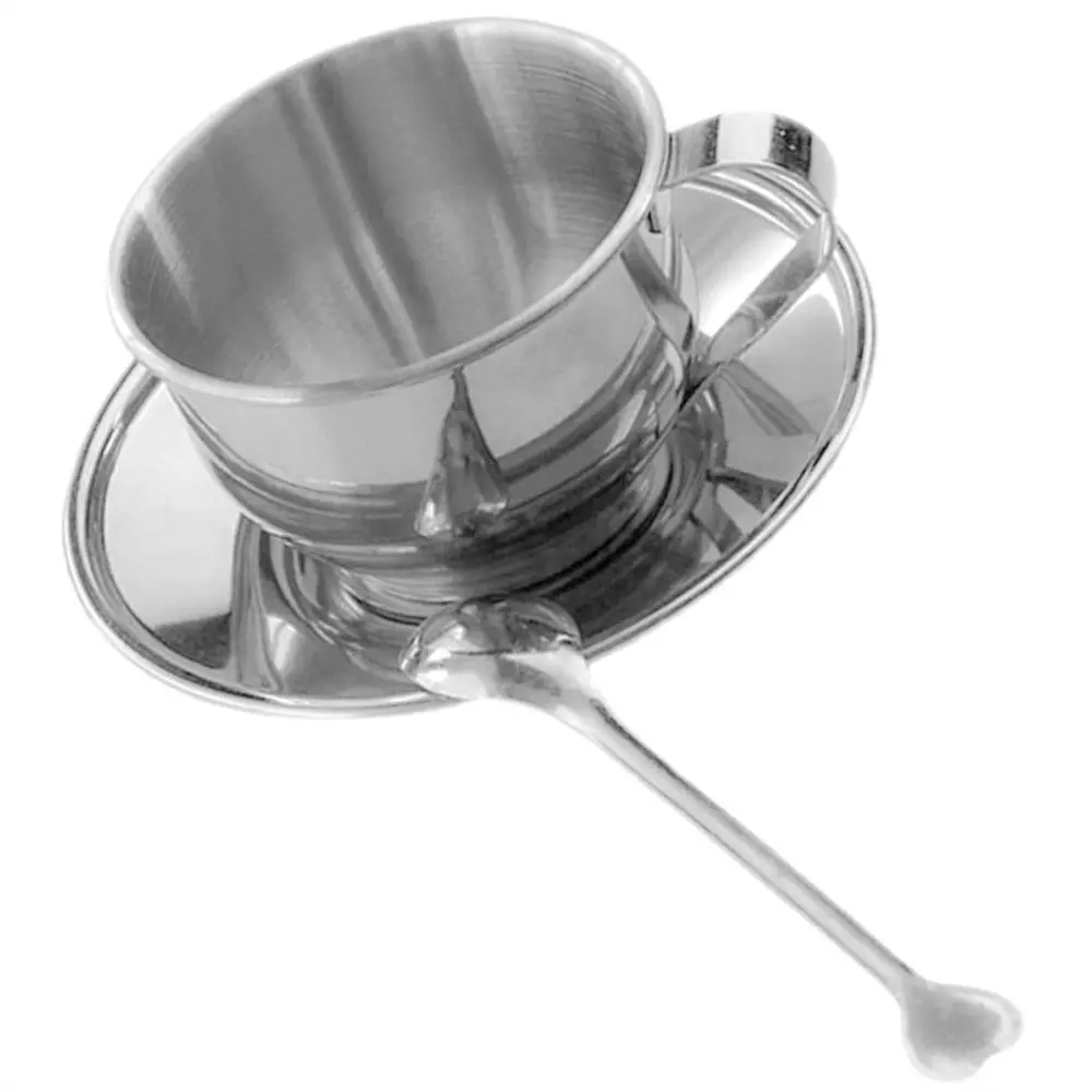 Stainless Steel Coffee Cup Set, Durable Stainless Material, Suitable for Espresso, Latte, Cappuccino, Reusable Design, Coffee Cup Saucer, Stainless Steel Cups, Coffee Cups Sets