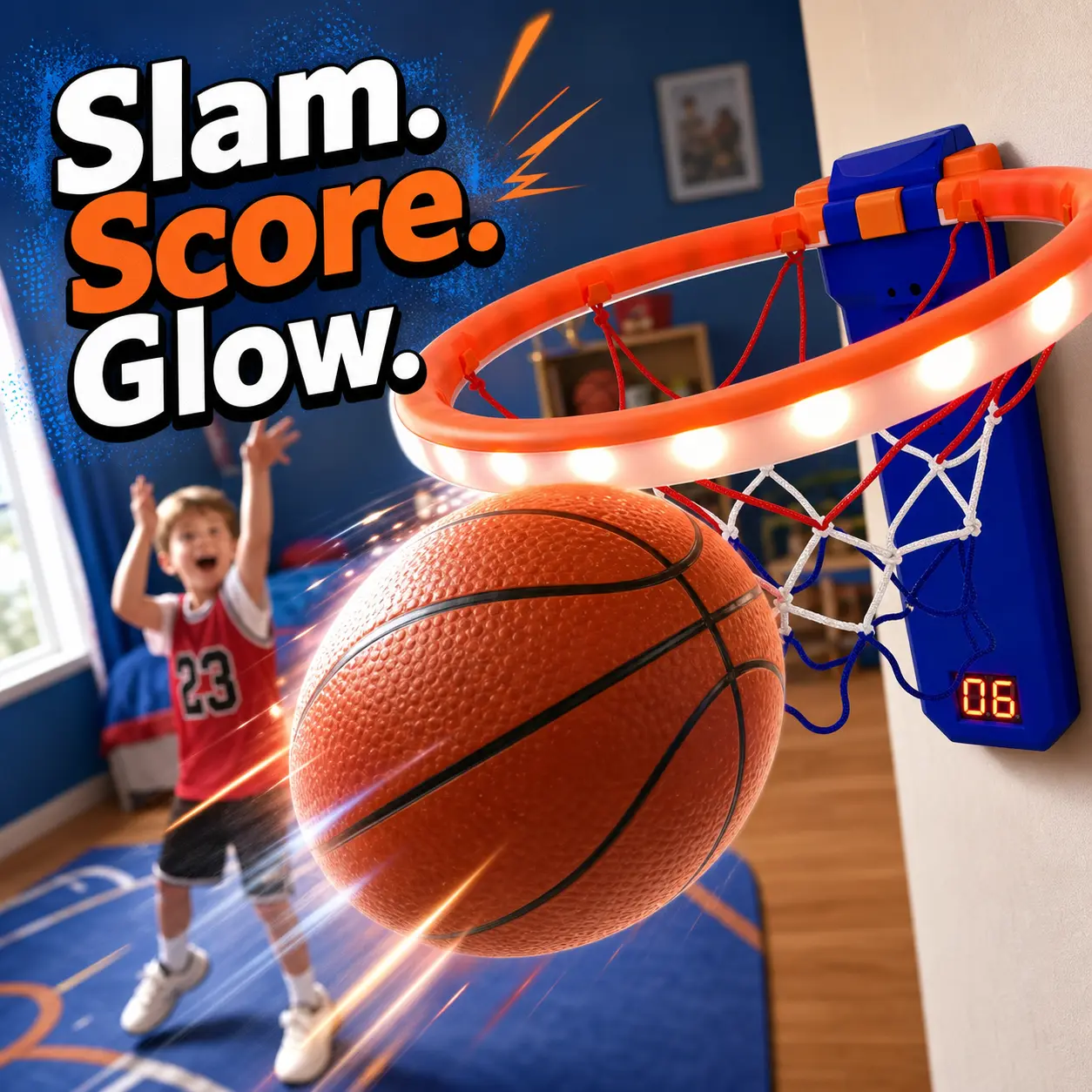 Mini Basketball Hoop for Kids – Drillless Installation No-Drill Wall Mount Indoor Goal with Auto-Scoring LED Scoreboard, Fun Sound Effects, Soft Indoor Ball, Toddler Boy Girl Birthday Toy Gift